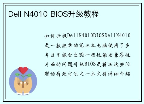 Dell N4010 BIOS升级教程